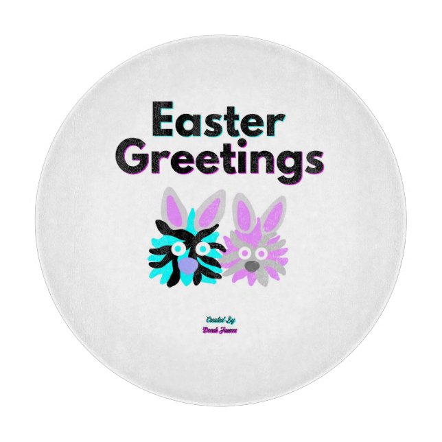 Bunny Fuzzies Round Glass Cutting Board 30.4 cm (Front)