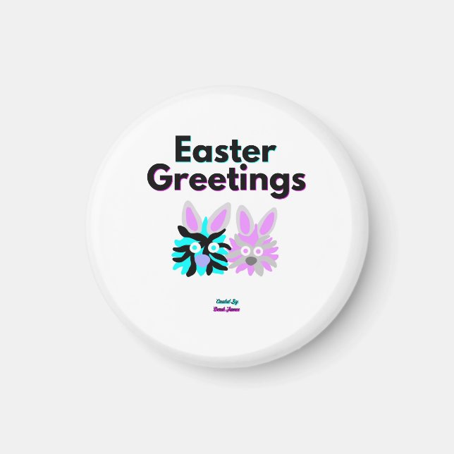 Bunny Fuzzies Round Magnet (Front)