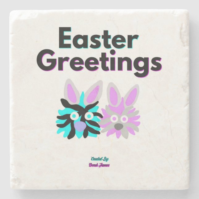 Bunny Fuzzies Stone Coaster (Front)