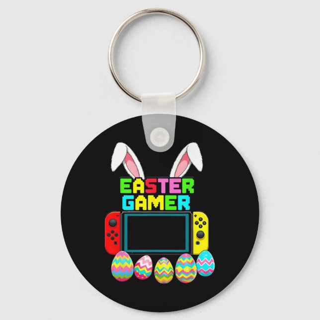 Bunny Gaming Controller Gamer Boys Funny Video Gam Key Ring (Front)