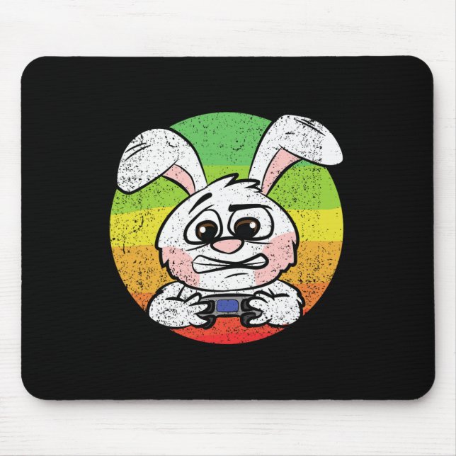 Bunny Gaming Easter Egg Hunting Video-game Control Mouse Pad (Front)