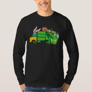 Bunny Garbage Truck Colorful Eggs Easter Day Boys T-Shirt