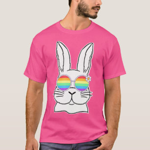 Bunny Gay Pride Lgbtq Bunny Rainbow Sunglasses Hap T-Shirt
