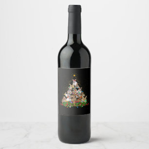 Bunny Gift   Bunny Rabbit Christmas Tree Beautiful Wine Label