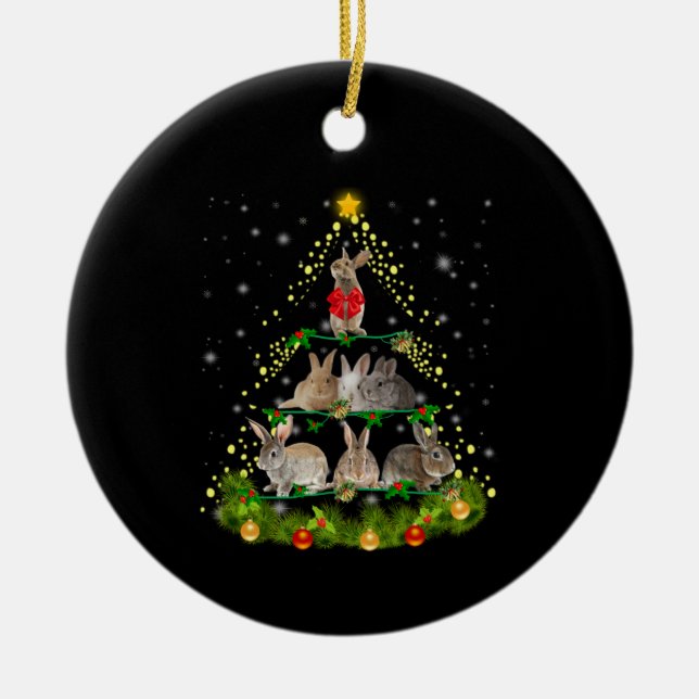 Bunny Gift | Bunny Rabbit Christmas Tree Light Ceramic Tree Decoration (Front)