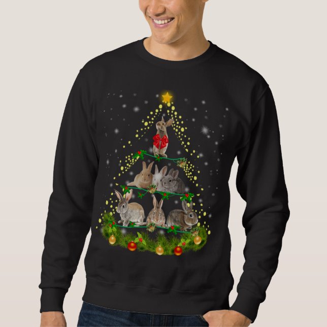 Bunny Gift | Bunny Rabbit Christmas Tree Light Sweatshirt (Front)