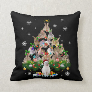 Bunny Gift Cute Rabbit Christmas Tree Snow Cushion