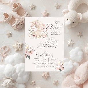 bunny girl baby shower invitation