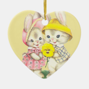 Bunny Girl+Boy Ceramic Tree Decoration