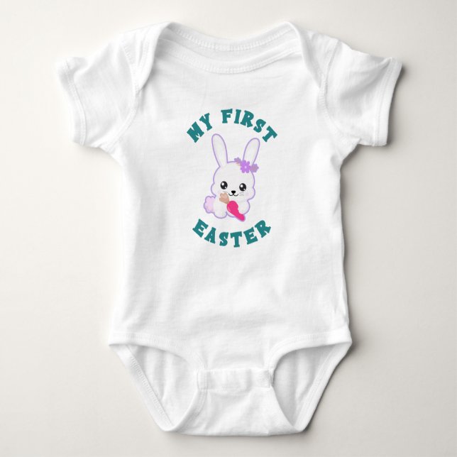 Bunny Girl First Easter Baby Bodysuit (Front)