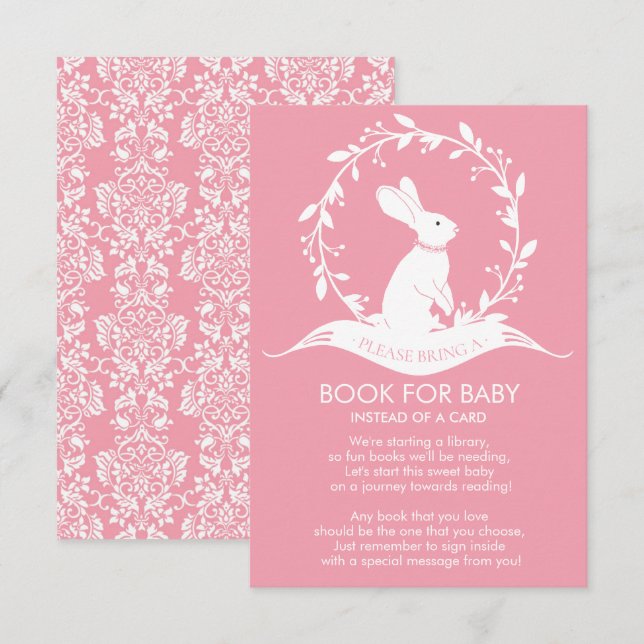 Bunny Girls Baby Shower Book for Baby Card (Front/Back)