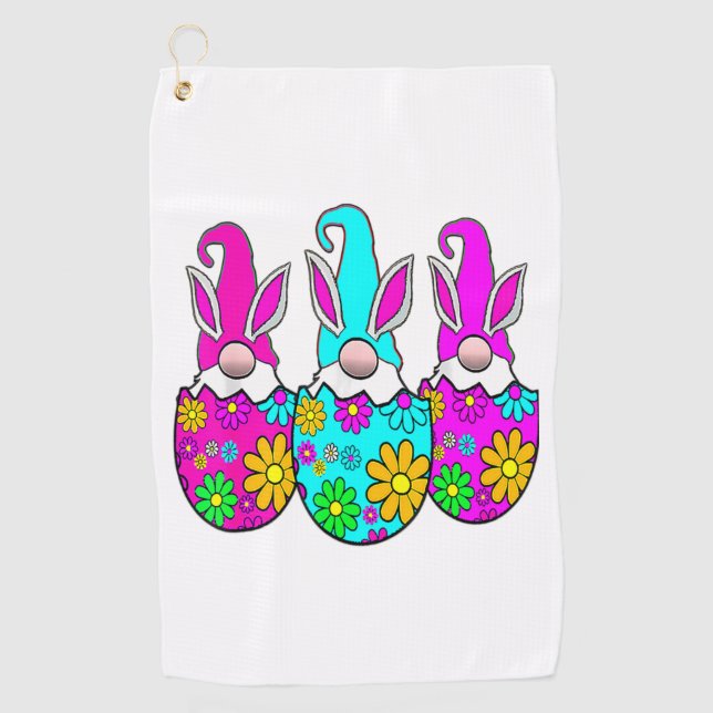 Bunny Gnome Hug Easter Eggs Hunting Happy Easter D Golf Towel (Front)