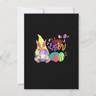 Bunny Gnome Rabbit Eggs Hunting Funny Happy Easter Invitation