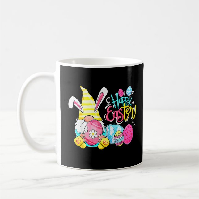 Bunny Gnome Rabbit Eggs Hunting Happy Easter Day 8 Coffee Mug (Left)