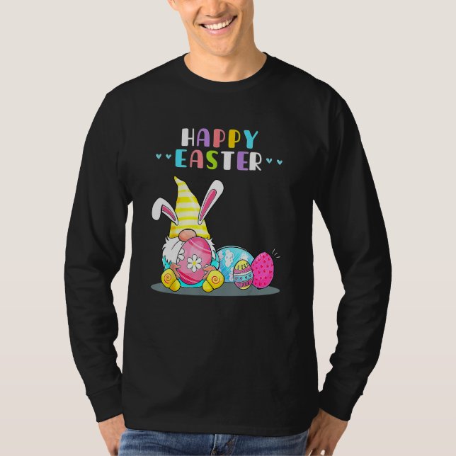Bunny Gnome Rabbit Eggs Hunting Happy Easter Day F T-Shirt (Front)