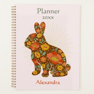 Bunny Gold Glitter Personalised Floral Planner