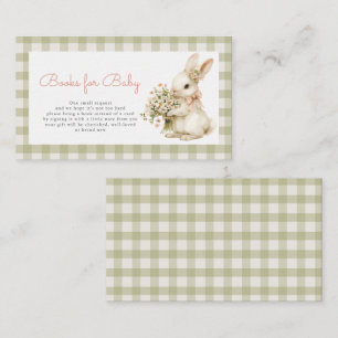 Bunny Green Gingham Baby Shower Books for Baby Enclosure Card