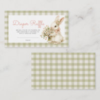 Bunny Green Gingham Baby Shower Diaper Raffle