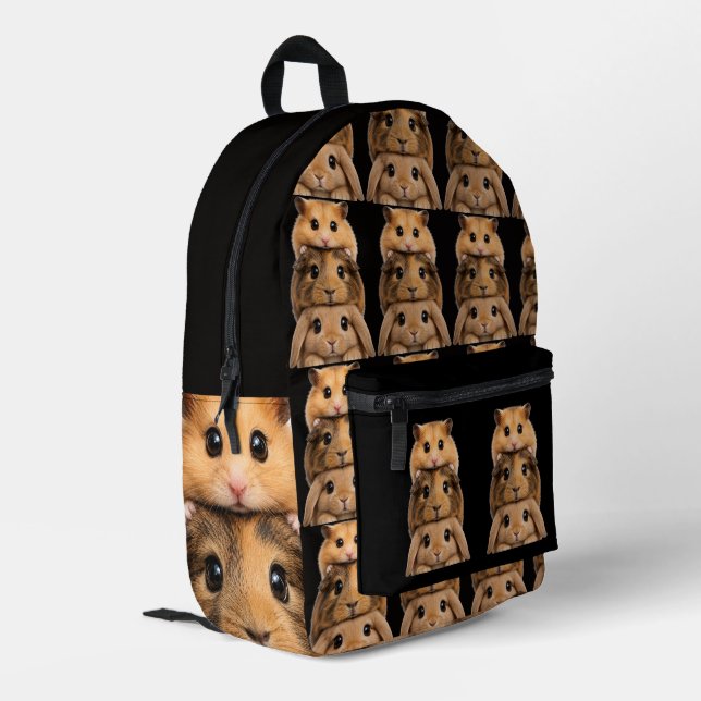 Bunny, Guinea Pig & Hamster tiered Printed Backpack (Back Corner Left)