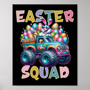 Bunny Happy Easter Monster Truck Lovers Egg Huntin Poster