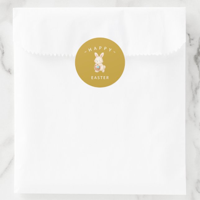 Bunny Happy Easter Round Stickers (Bag)