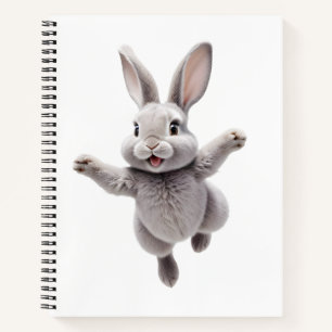 Bunny Happy Playful Fun Jumping In The Air Rabbit Notebook