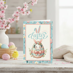Bunny Hatching From Egg Happy Easter Custom Holiday Card