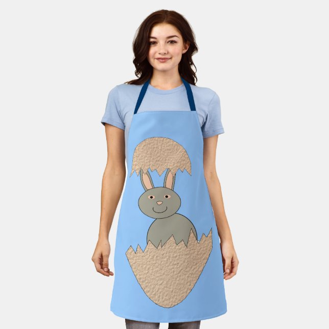 Bunny Hatching from Egg Weird Apron (Worn)