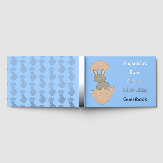 Bunny Hatching from Egg Weird Baby Shower Guest Book (Full)