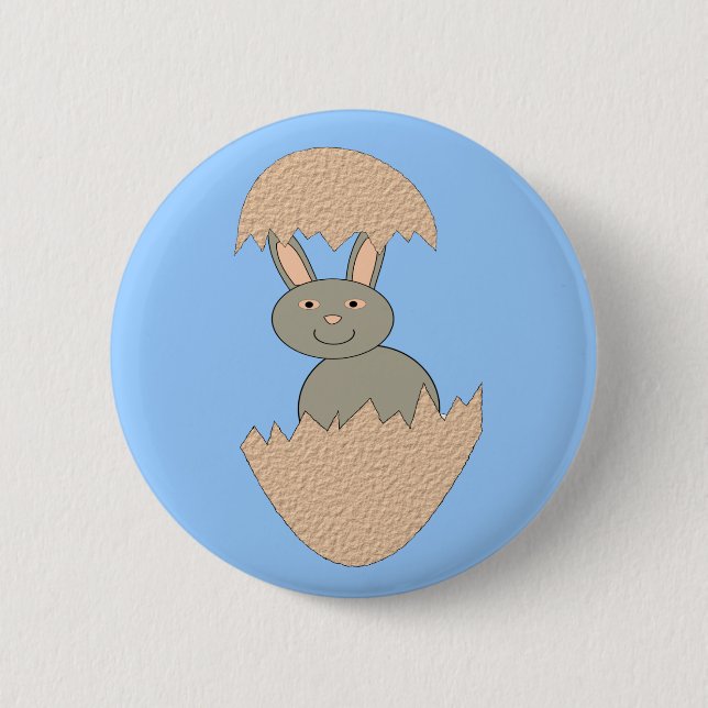 Bunny Hatching from Egg Weird Button (Front)