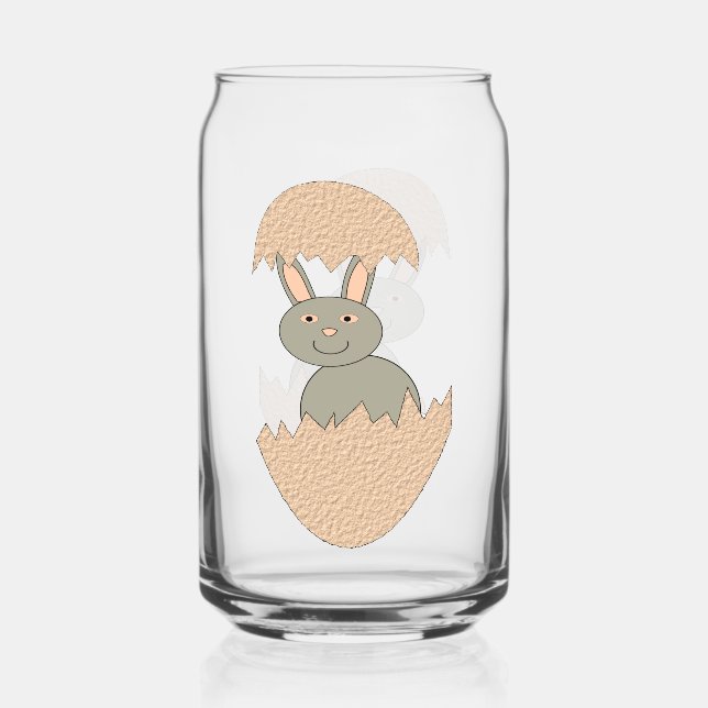 Bunny Hatching from Egg Weird Can Glass (Front)