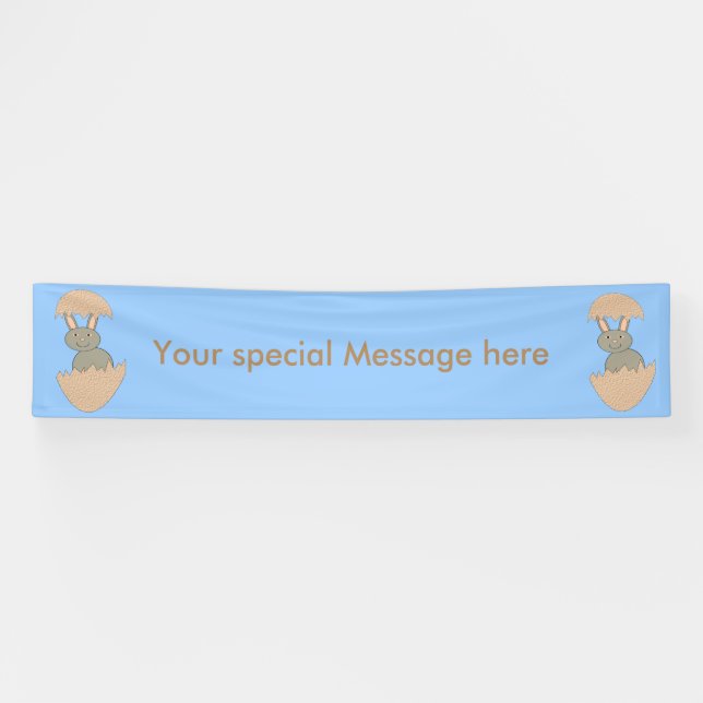 Bunny Hatching from Egg Weird Custom Banner (Horizontal)