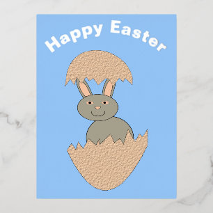 Bunny Hatching from Egg Weird Custom Easter Foil Holiday Postcard