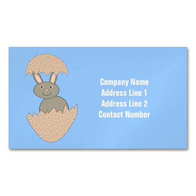 Bunny Hatching from Egg Weird Custom Magnetic Business Card (Front)