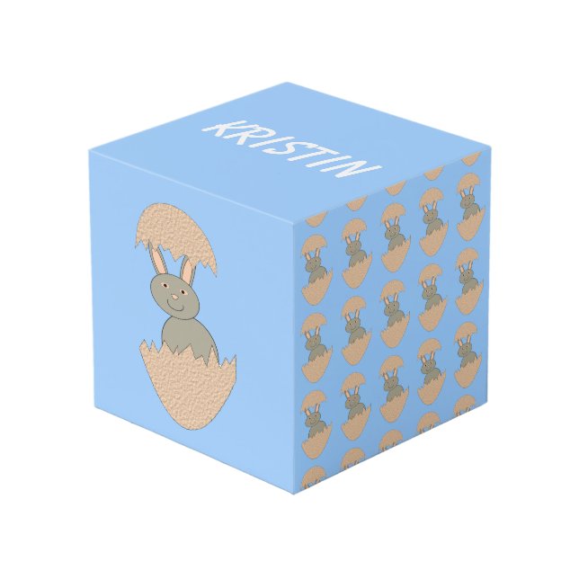 Bunny Hatching from Egg Weird Custom Photo Cube (Front Angled)