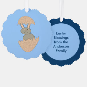 Bunny Hatching from Egg Weird Custom Tree Decoration Card