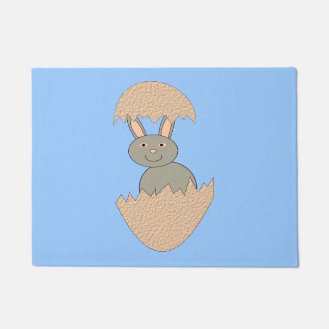 Bunny Hatching from Egg Weird Door Mat (Front)