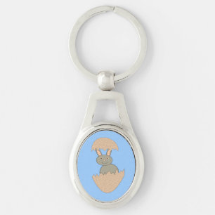 Bunny Hatching from Egg Weird Keychain