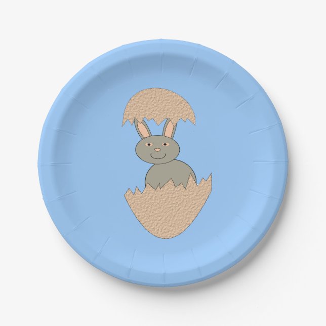 Bunny Hatching from Egg Weird Paper Party Plates (Front)