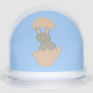 Bunny Hatching from Egg Weird Snowglobe