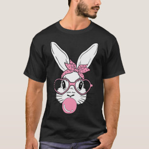 Bunny Heart Glasses Bubblegum for Women Kids Easte T-Shirt