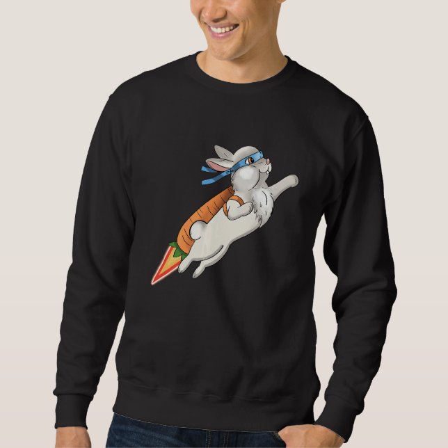 Bunny Hero Japanese Ninja Cute Rabbit Sweatshirt (Front)