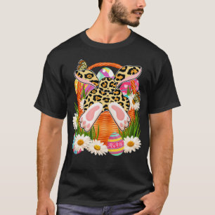 Bunny Hiding In Chocolate Easter Eggs Basket Flowe T-Shirt