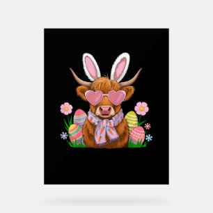 Bunny Highland Cow Easter Farmer Women Kids Easter Acrylic Sign