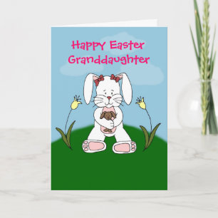 bunny holding bunny in white easter card