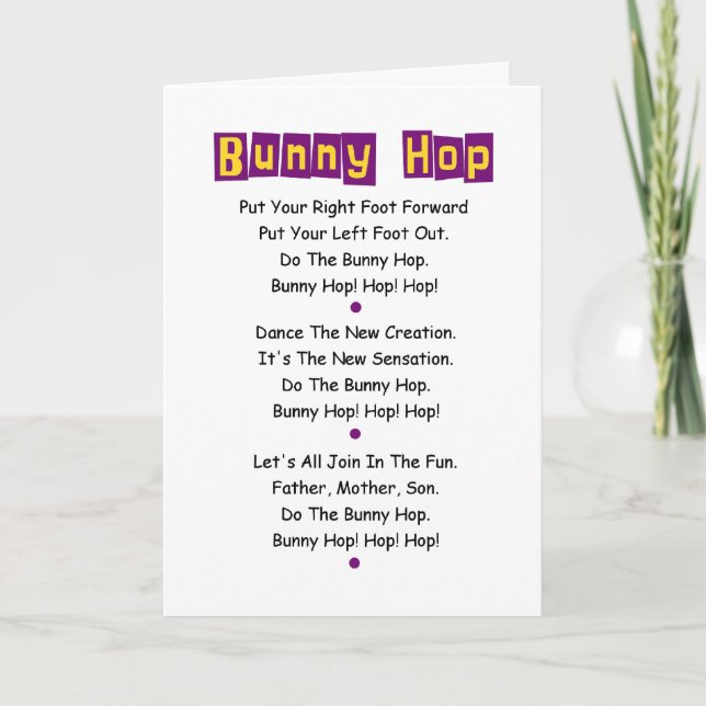 Bunny Hop Lyrics Easter Card   Customise It! (Front)