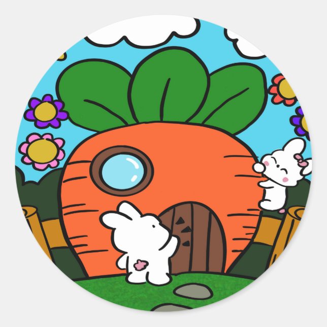 bunny house classic round sticker (Front)