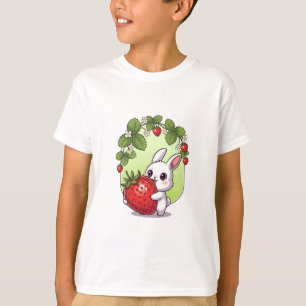 Bunny Hugging Giant Strawberry Kids T-Shirt