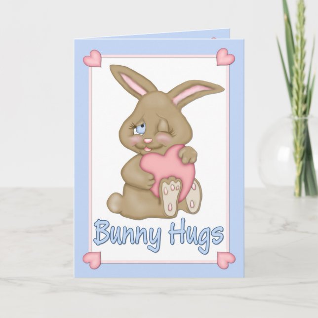 Bunny Hugs Valentine Holiday Card (Front)