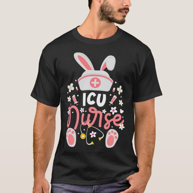 Bunny ICU Nurse Cute Bunny Ears Intensive Care Uni T-Shirt (Front)